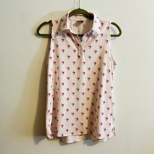 Belyn Key Pink Floral Sleeveless Polo Tank